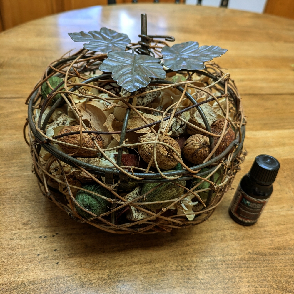 Rustic Wire Scented Pumpkin with Essential Oil Included